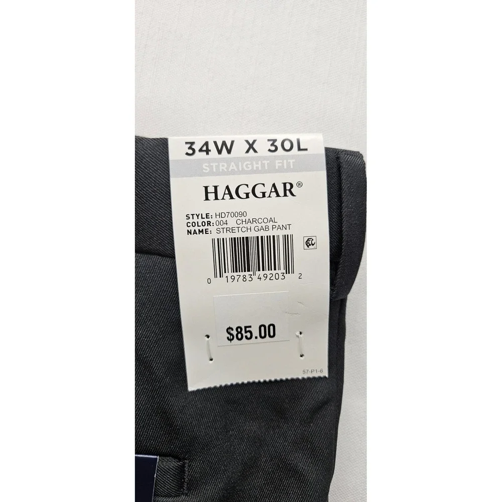 Haggar Mens Comfort Dress Pant 34x30 Charcoal Straight Fit Stretch HD70090 NEW